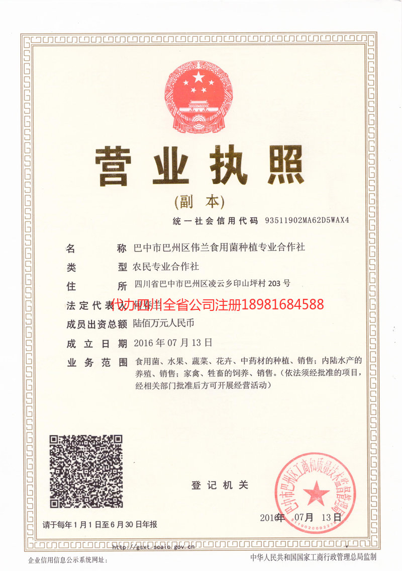 晋中晋中伟兰食用菌种植专业合作社